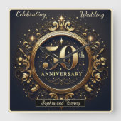 Radiant Legacy: 50 Jahre Liebe Quadratische Wanduhr (Vorderseite)