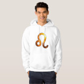 Radiant Leo Glow - Luxuriöse Gold Cosmic Art Hoodie (Vorne ganz)