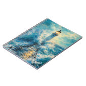 Radiant Lighthouse Amid Turbulent Seas Notizblock (Linke Seite)