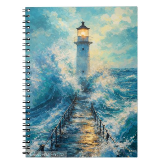 Radiant Lighthouse Amid Turbulent Seas Notizblock (Vorderseite)