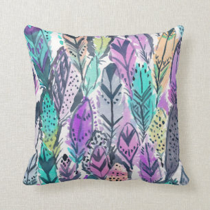 Radiant Lila Boho Feathers Kissen