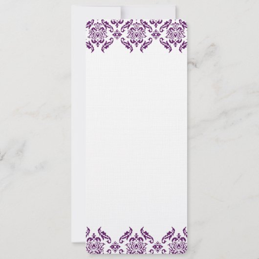 Radiant Lila Damask Wirbel Hochzeitsfeiern Einladung (Rückseite)