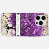 Radiant Lila Heart Leaf Tree Wedding Case-Mate iPhone Hülle (Rückseite (Horizontal))