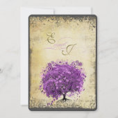 Radiant Lila Heart Leaf Tree Wedding Einladung (Vorderseite)