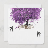 Radiant Lila Heart Leaf Tree Wedding Einladung (Rückseite)