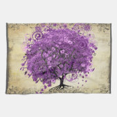 Radiant Lila Heart Leaf Tree Wedding Handtuch (Horizontal)
