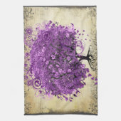 Radiant Lila Heart Leaf Tree Wedding Handtuch (Vertikal)