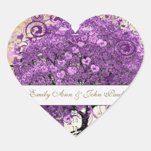 Radiant Lila Heart Leaf Tree Wedding Herz-Aufkleber