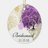 Radiant Lila Heart Leaf Tree Wedding Keramikornament (Links)