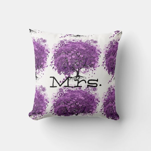 Radiant Lila Heart Leaf Tree Wedding Kissen (Vorderseite)