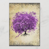 Radiant Lila Heart Leaf Tree Wedding Menükarte (Rückseite)