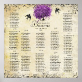 Radiant Lila Heart Leaf Tree Wedding Poster (Vorne)