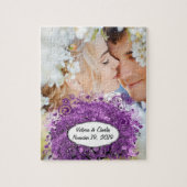 Radiant Lila Heart Leaf Tree Wedding Puzzle (Vertikal)