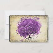 Radiant Lila Heart Leaf Tree Wedding RSVP Karte (Rückseite)
