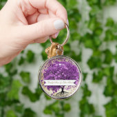 Radiant Lila Heart Leaf Tree Wedding Schlüsselanhänger (Hand)