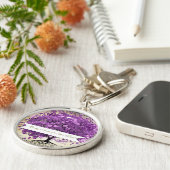 Radiant Lila Heart Leaf Tree Wedding Schlüsselanhänger (Seite)