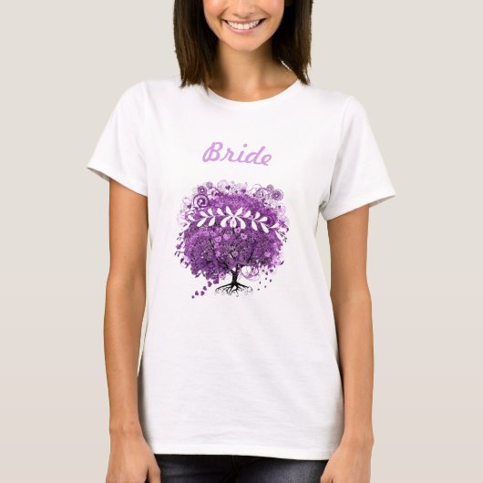 Radiant Lila Heart Leaf Tree Wedding T-Shirt (Vorderseite)