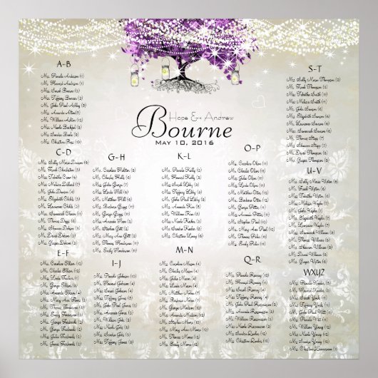 Radiant Lila Mason Jar Firefly Heart Leaf Tree Poster (Vorne)