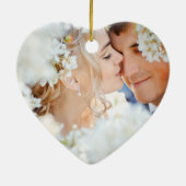 Radiant Lila Romantic Heart Leaf Wedding Keramikornament (Hinten)
