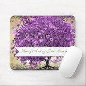 Radiant Lila Romantic Heart Leaf Wedding Mousepad (Mit Mouse)
