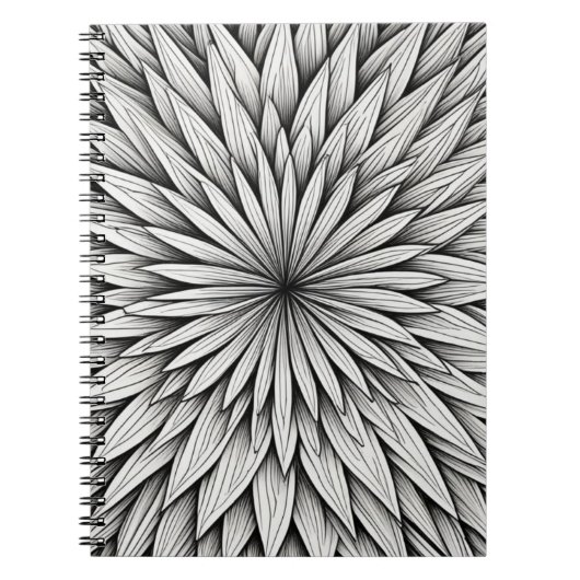 Radiant Line Art Bloom Notebook Notizblock (Vorderseite)