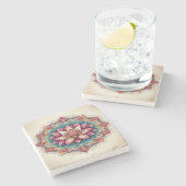 Radiant Lotus Mandala blüht Gelassenheit Steinuntersetzer (Seitenansicht)