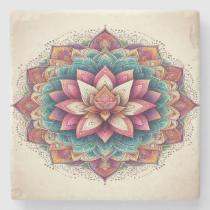 Radiant Lotus Mandala blüht Gelassenheit Steinuntersetzer