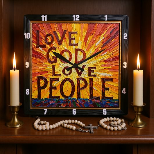 Radiant Love God Love People Art Quadratische Wanduhr