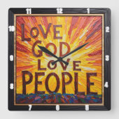 Radiant Love God Love People Art Quadratische Wanduhr (Vorderseite)