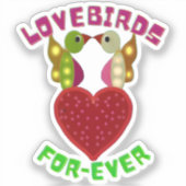 Radiant Lovebirds Heart Design Aufkleber (Vorderseite)