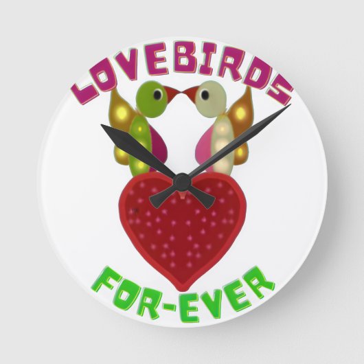 Radiant Lovebirds Heart Design Throw Pillow Runde Wanduhr (Vorderseite)