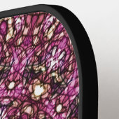 Radiant Magenta Mandala Kaleidoscope Print Pickleball Schläger (Linke Seite)
