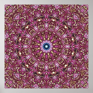 Radiant Magenta Mandala Kaleidoscope Print Poster