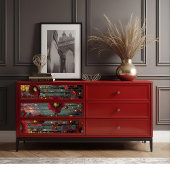 Radiant Majestät Golden Ember Red Blossom Decoupag Seidenpapier