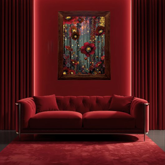 Radiant Majestät Golden Ember Red Blossom Decoupag Seidenpapier