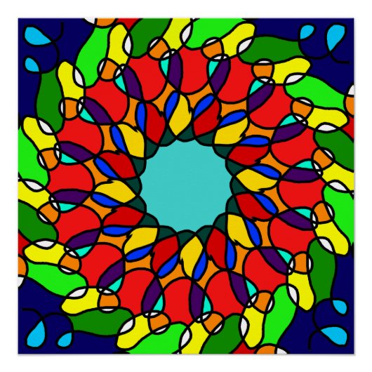 Radiant Mandala Kunst: Glossy, farbenfrohe Wand Poster (Vorderseite)