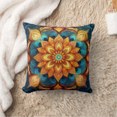 Radiant Mandala mit floral Inspiriert Mustern Kissen (Decke)