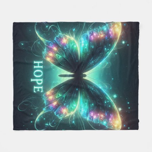 Radiant mehrfarbiger Schmetterling Portrait Hope Fleecedecke (Vorderseite (Horizontal))