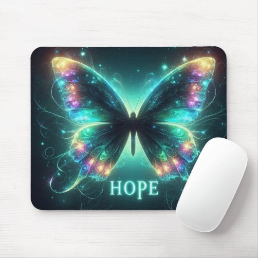 Radiant mehrfarbiger Schmetterling Portrait Hope Mousepad (Mit Mouse)