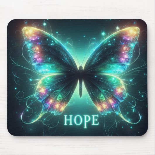 Radiant mehrfarbiger Schmetterling Portrait Hope Mousepad (Vorne)