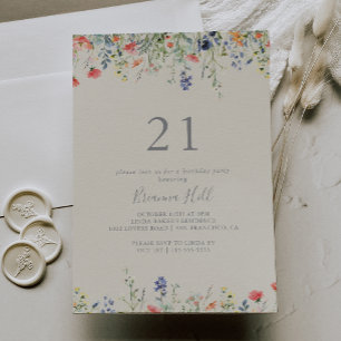 Radiant Multicolor Wildblume 21. Geburtstag Party Einladung