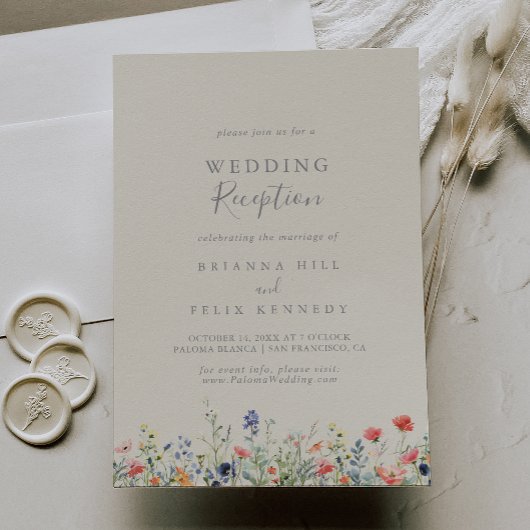 Radiant Multicolor Wildblume Hochzeitsempfang Einladung