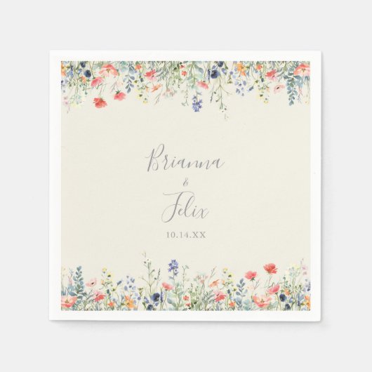 Radiant Multicolor Wildblume Wedding Napkins Serviette (Vorderseite)