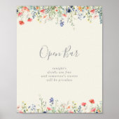 Radiant Multicolor Wildblume Wedding Open Bar Poster (Vorne)