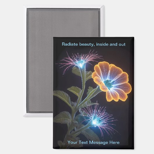 Radiant Neon Glow Blume Art Magnet (Vorderseite/Rückseite)