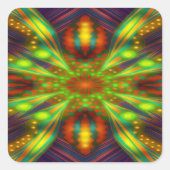 Radiant Neon Starburst Kaleidoscope Quadratischer Aufkleber (Vorderseite)