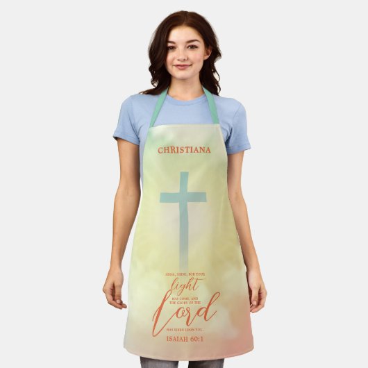 Radiant Ombre Cross Scripture Personalisiert Schürze (Getragen)