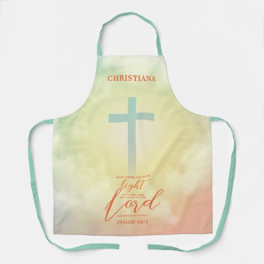 Radiant Ombre Cross Scripture Personalisiert Schürze (Vorderseite)