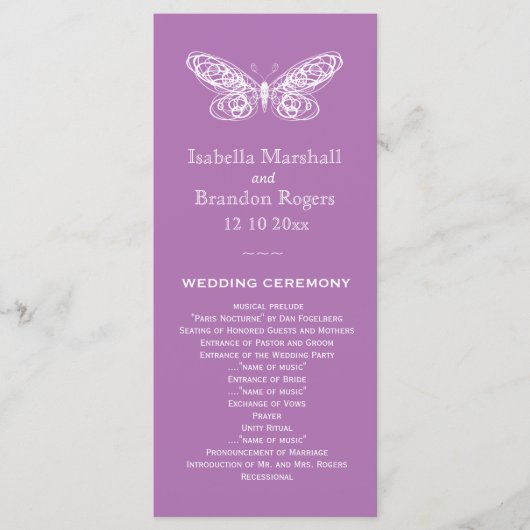 Radiant Orchid Butterfly Wedding Program Programm (Vorderseite)