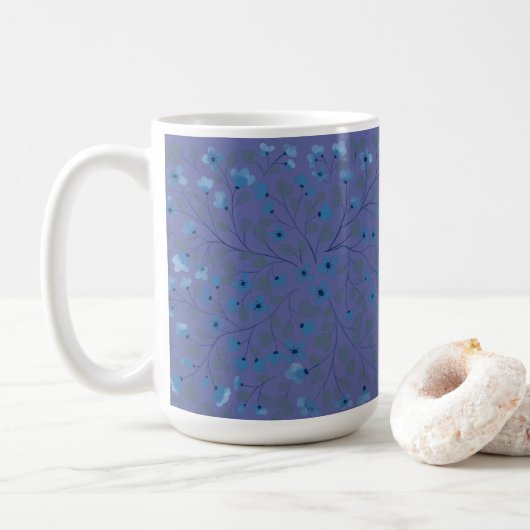 Radiant Orchid mit Muster für blaue Wildblumen Kaffeetasse (Mit Donut)